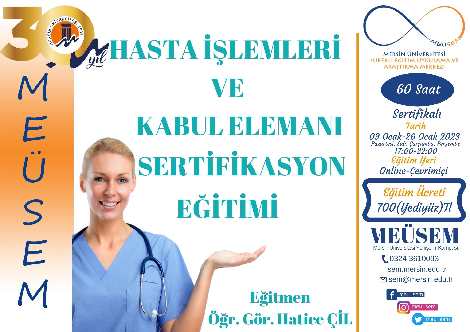 HASTA İŞLEMLERİ VE KABUL ELEMANI SERTİFİKASYON EĞİTİMİ