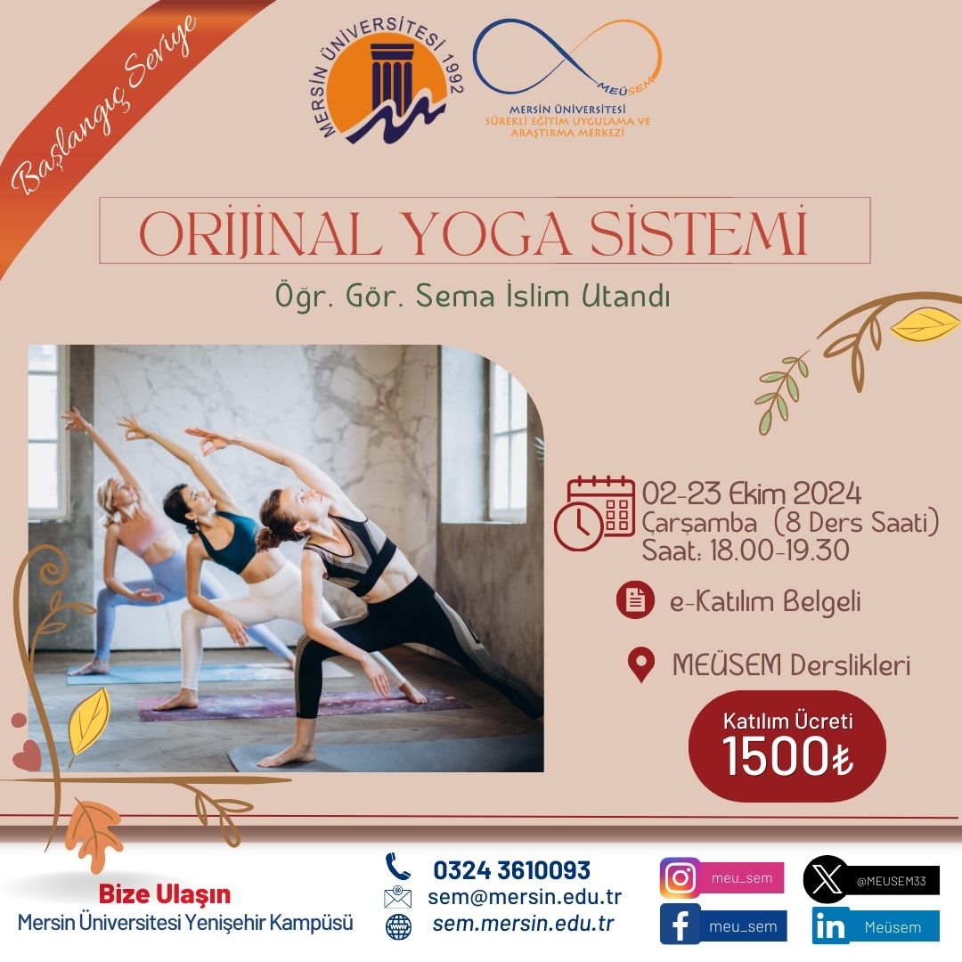 Orijinal Yoga Sistemi Başlangıç Seviye (Hafta İçi)