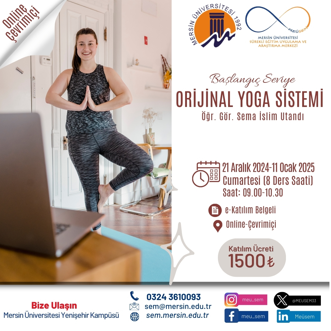 Başlangıç Seviye Orijinal Yoga Sistemi Online/Çevrimiçi