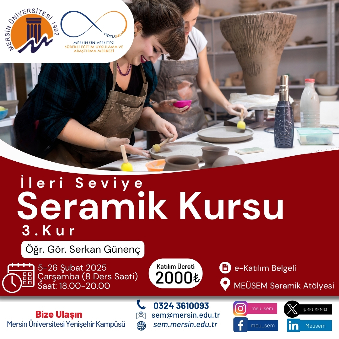 İleri Seviye Seramik Kursu (3.Kur)