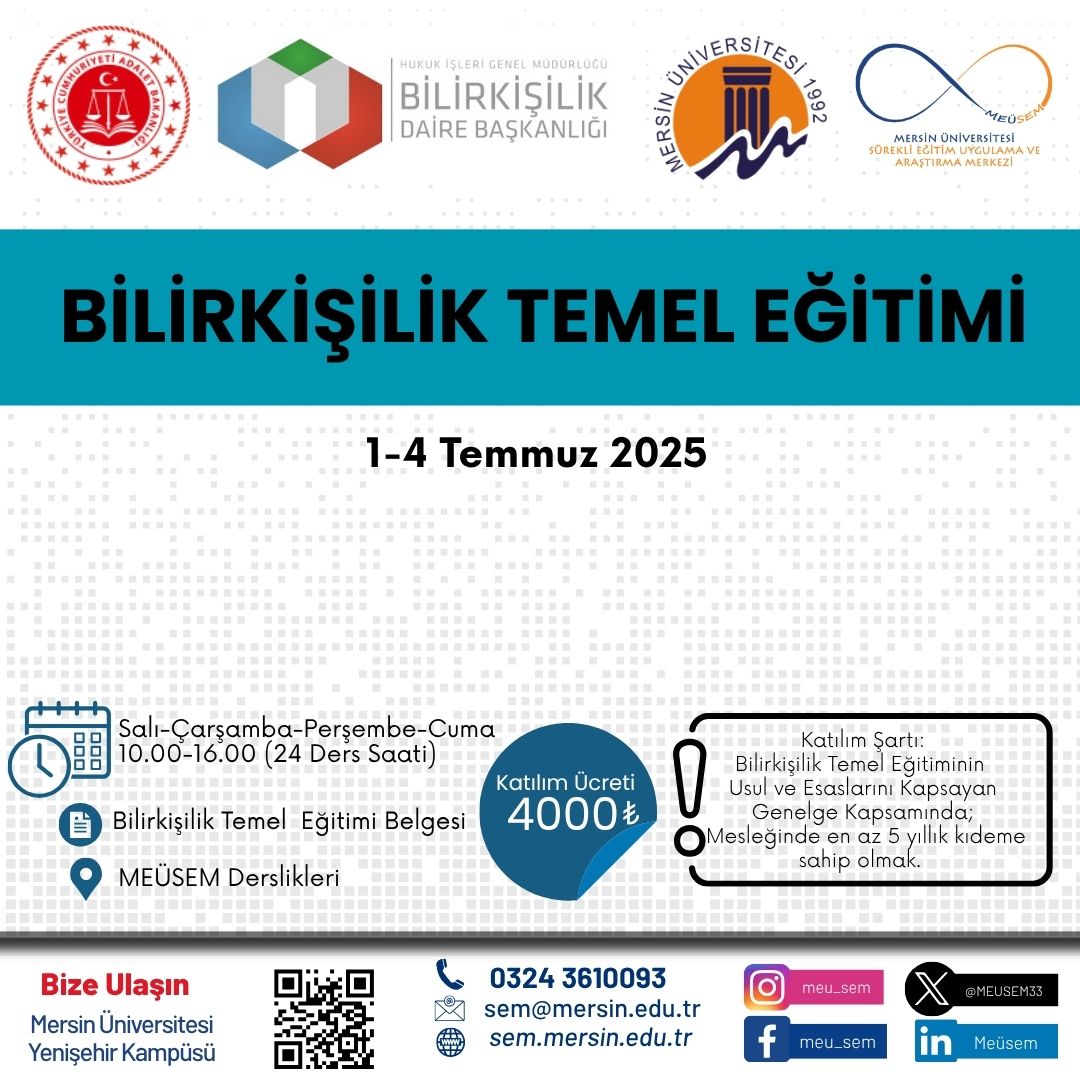 Bilirkişilik Temel Eğitimi 01-04 Temmuz 2025 10:00-16:00