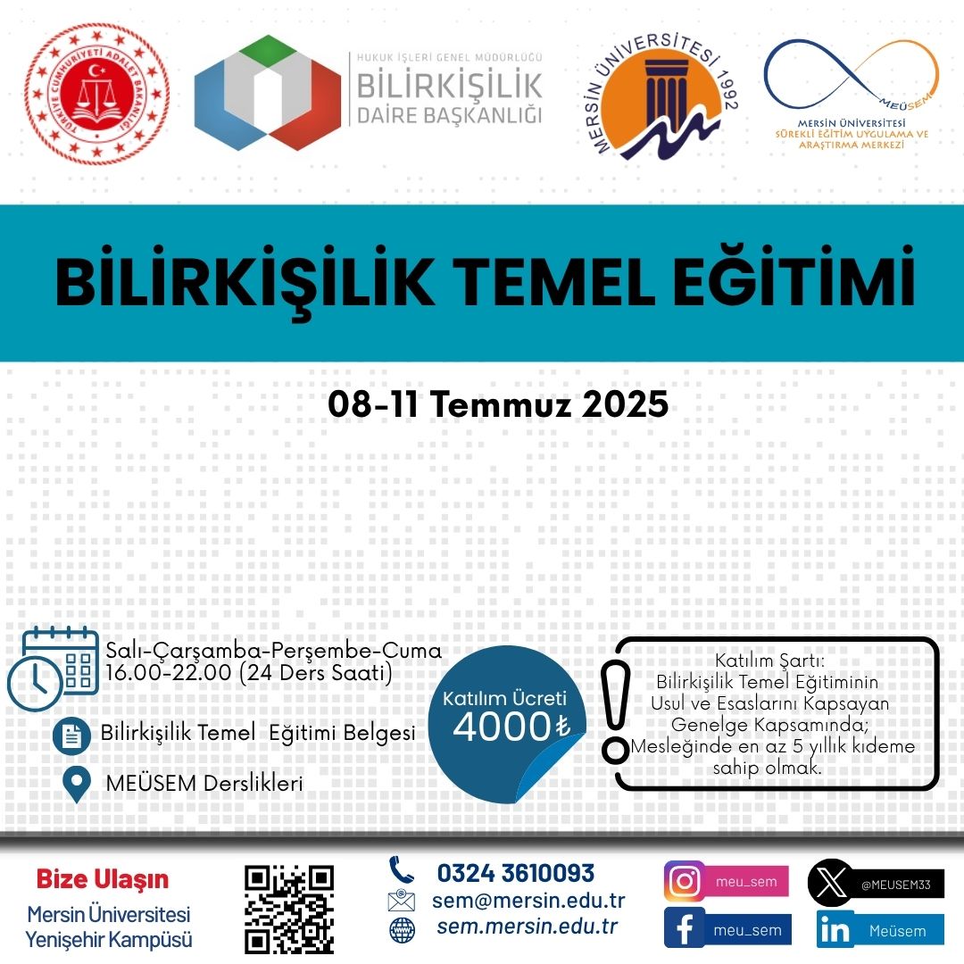 Bilirkişilik Temel Eğitimi 08-11 Temmuz 2025