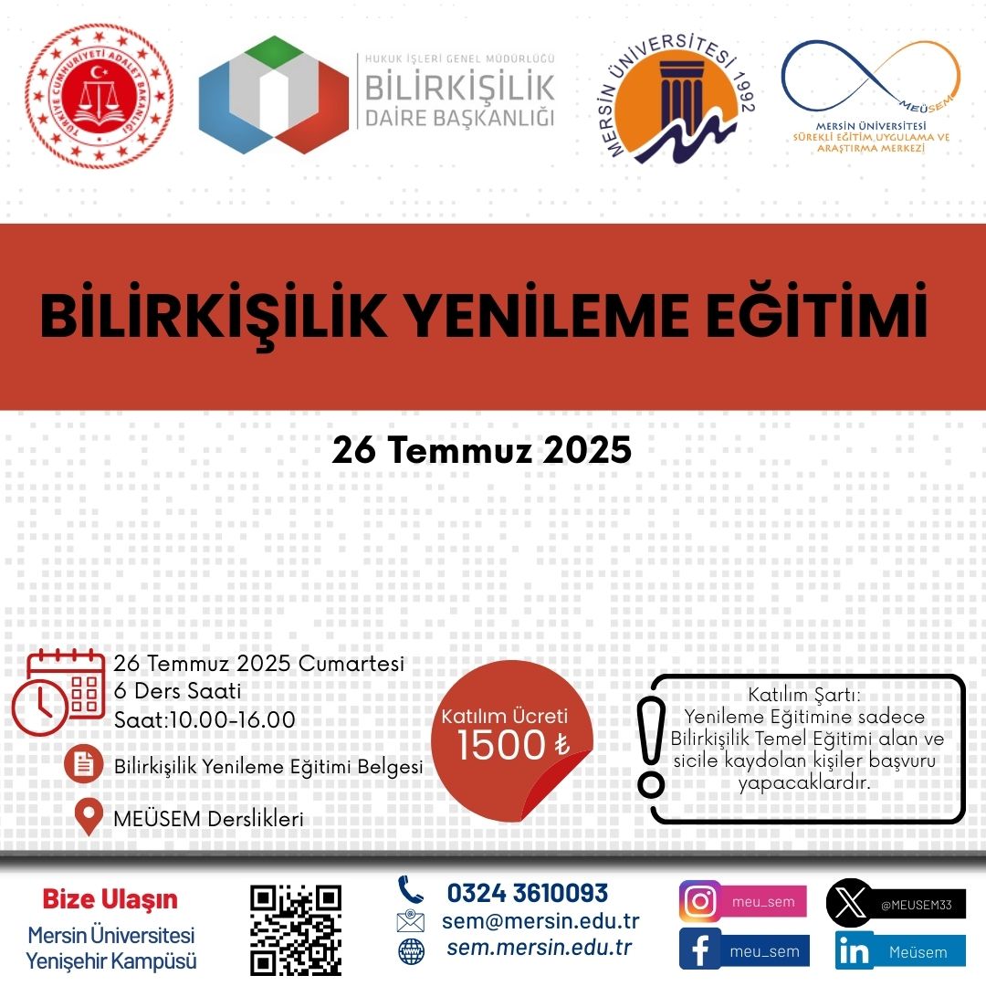 Bilirkişilik Yenileme Eğitimi 26 Temmuz 2025