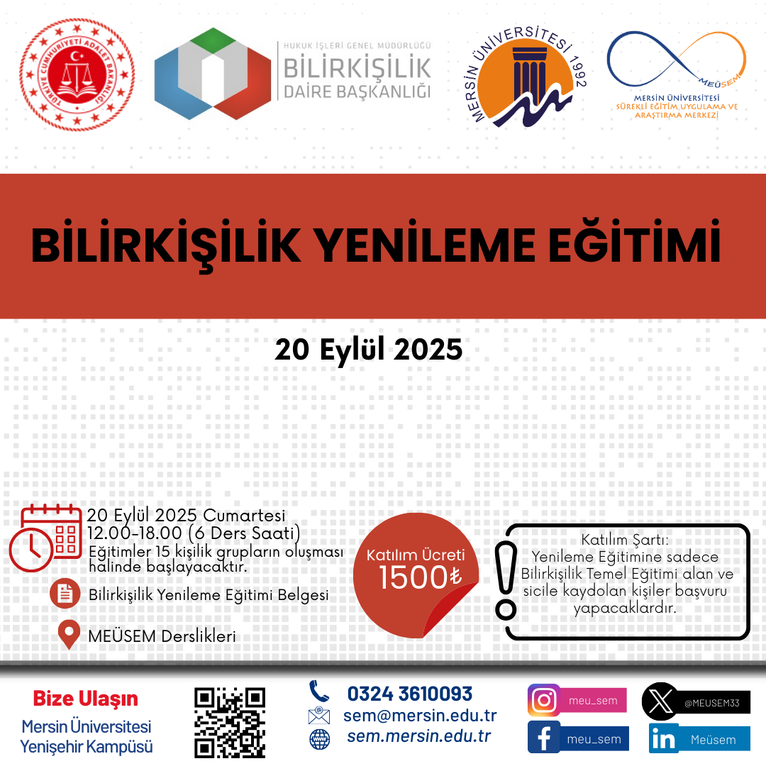 Bilirkişilik Yenileme Eğitimi 20 Eylül 2025